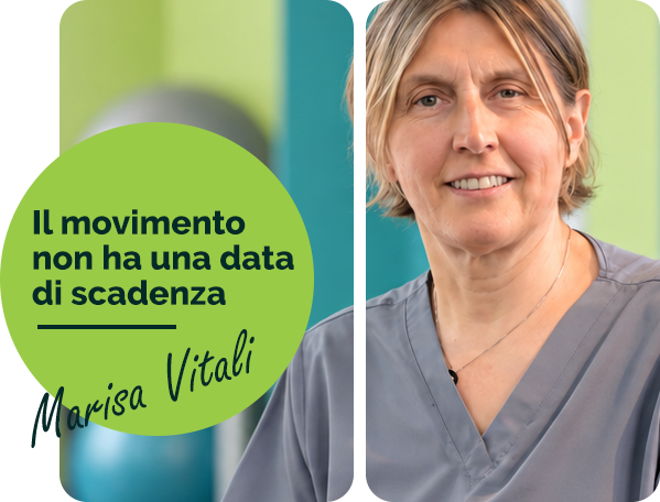 Chi Sono Ritratto di Marisa Vitali. Scritta: il movimento non ha una data di scadenza.